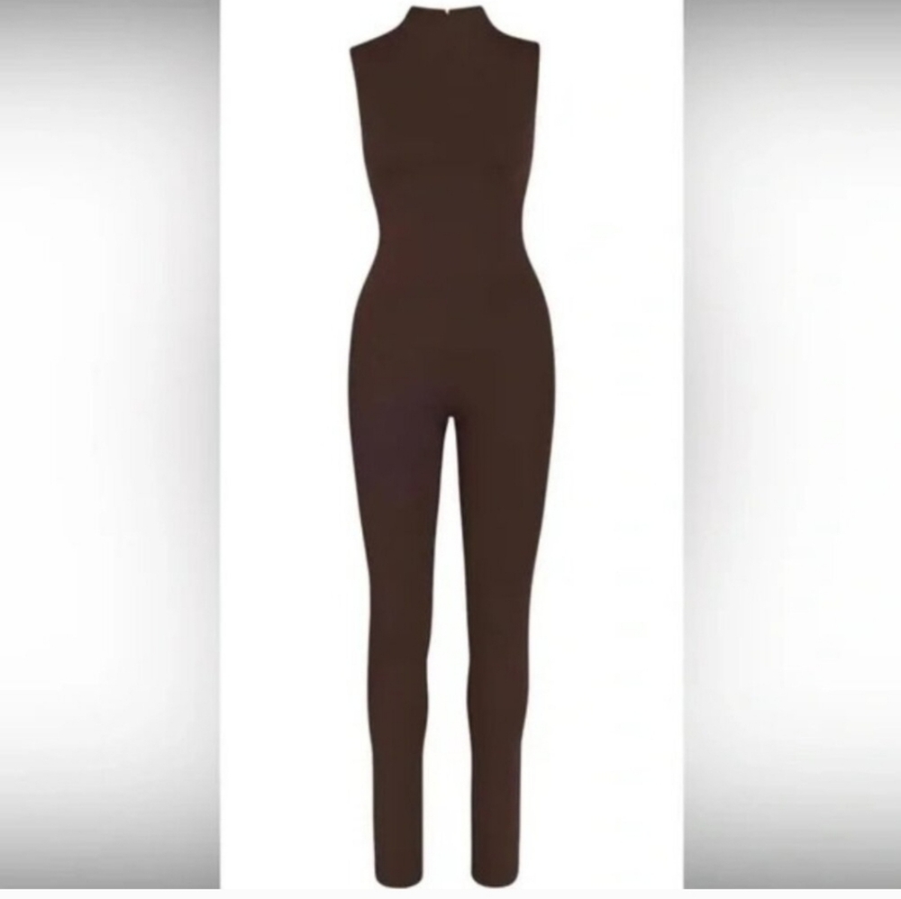 SKIMS All-In-One Mock Neck Sleeveless Jumpsuit Cocoa 4X